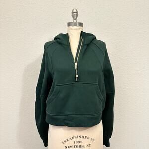 LULULEMON Scuba 1/2 Zip Hoodie Green Fleece Cropped Oversized Sports